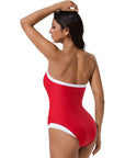 SUUKSESS Women One Piece Tummy Control Swimsuit Strapless Bandeau Bathing Suit-SUUKSESS-SUUKSESS