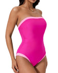 SUUKSESS Women One Piece Tummy Control Swimsuit Strapless Bandeau Bathing Suit-SUUKSESS-SUUKSESS