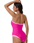 SUUKSESS Women One Piece Tummy Control Swimsuit Strapless Bandeau Bathing Suit-SUUKSESS-SUUKSESS