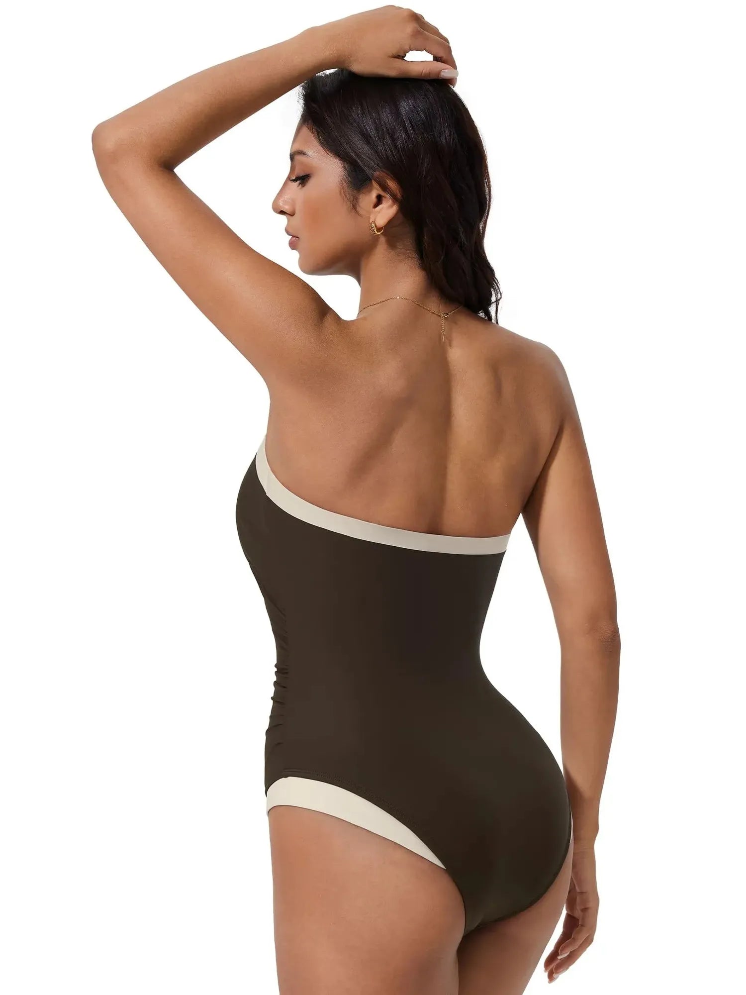 SUUKSESS Women One Piece Tummy Control Swimsuit Strapless Bandeau Bathing Suit-SUUKSESS-SUUKSESS