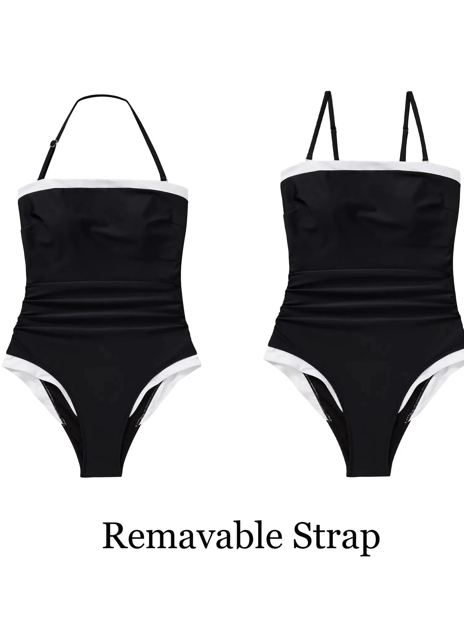 SUUKSESS Women One Piece Tummy Control Swimsuit Strapless Bandeau Bathing Suit-SUUKSESS-SUUKSESS