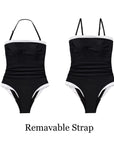 SUUKSESS Women One Piece Tummy Control Swimsuit Strapless Bandeau Bathing Suit-SUUKSESS-SUUKSESS