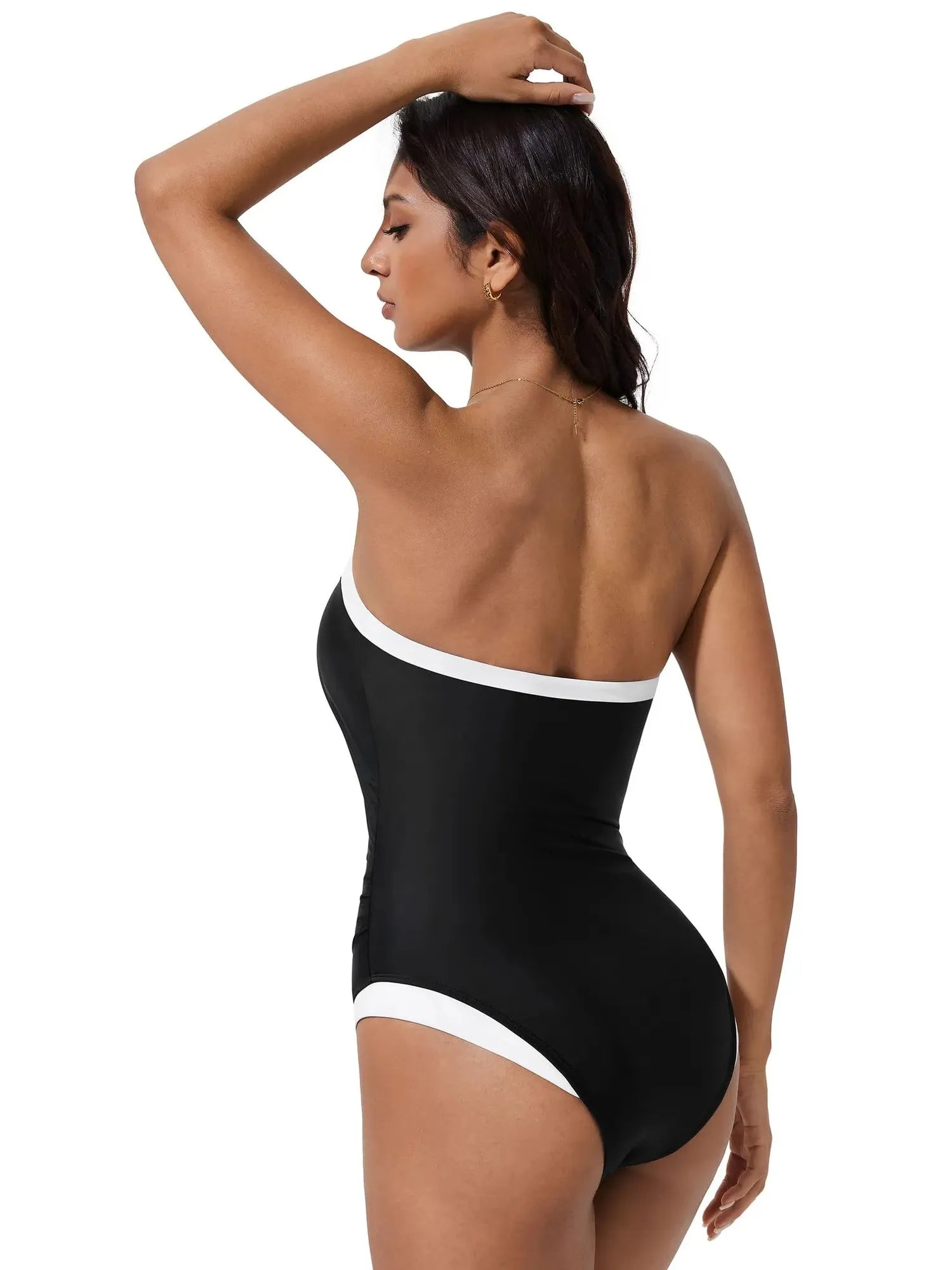 SUUKSESS Women One Piece Tummy Control Swimsuit Strapless Bandeau Bathing Suit-SUUKSESS-SUUKSESS