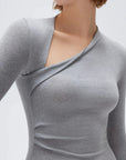 SUUKSESS Modal Cashmere Long Sleeve T Shirts for Women Ultralight Fall Fashion 2025 Trendy Asymmetric Neck Casual Tops-SUUKSESS-SUUKSESS