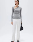 SUUKSESS Modal Cashmere Long Sleeve T Shirts for Women Ultralight Fall Fashion 2025 Trendy Asymmetric Neck Casual Tops-SUUKSESS-SUUKSESS
