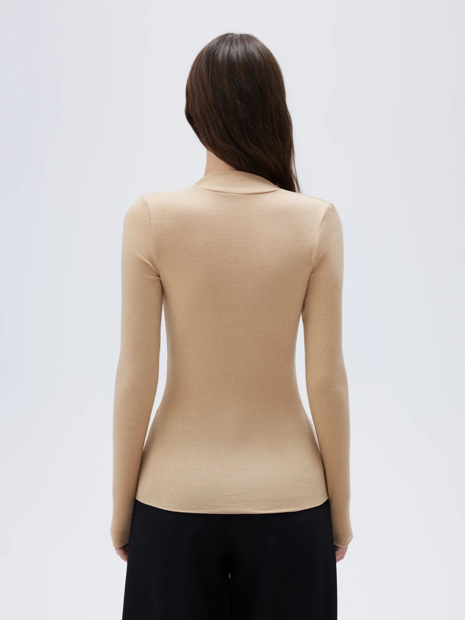 SUUKSESS Modal Cashmere Long Sleeve T Shirts for Women Ultralight Fall Fashion 2025 Trendy Asymmetric Neck Casual Tops-SUUKSESS-SUUKSESS