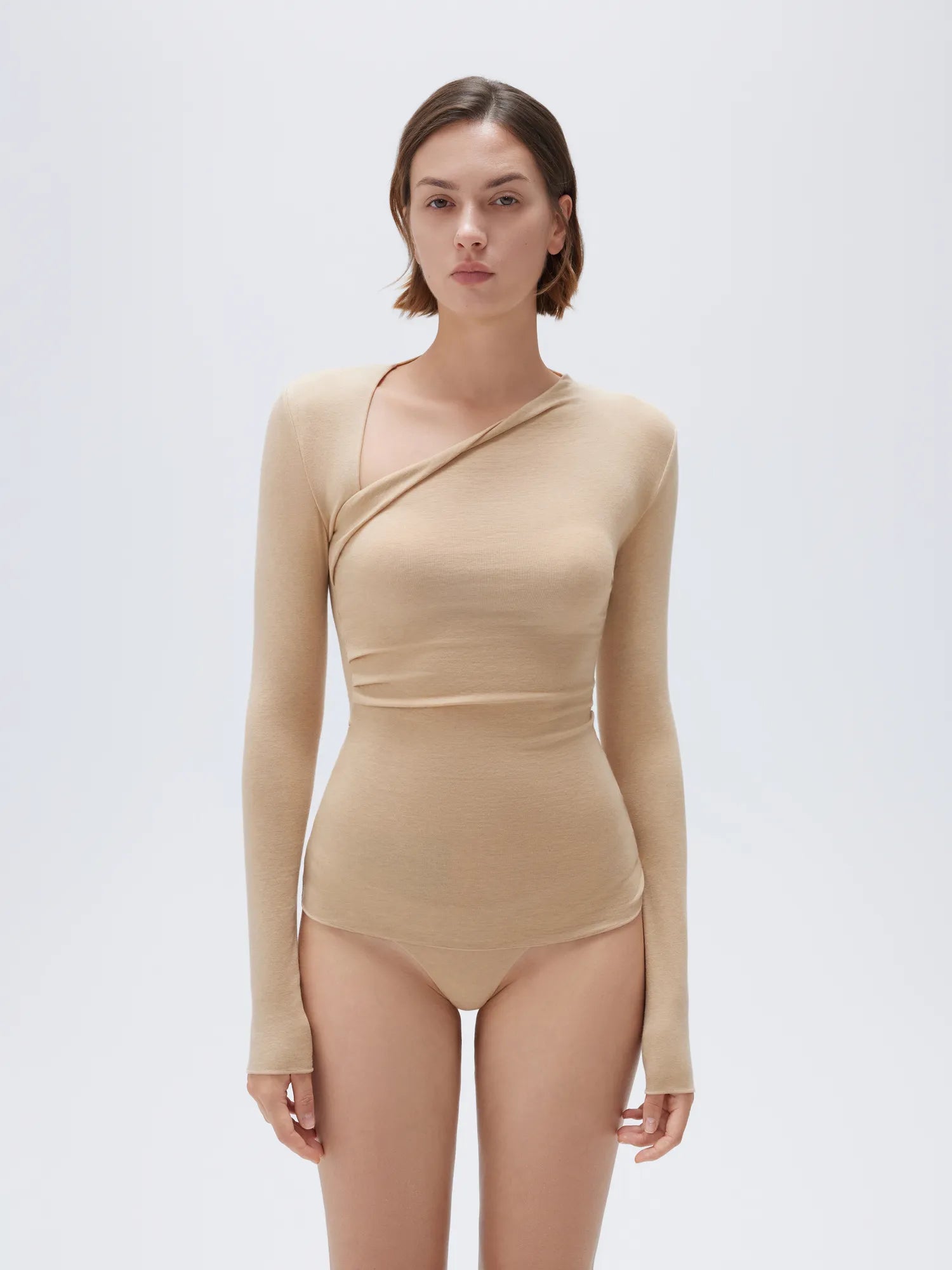 SUUKSESS Modal Cashmere Long Sleeve T Shirts for Women Ultralight Fall Fashion 2025 Trendy Asymmetric Neck Casual Tops-SUUKSESS-SUUKSESS