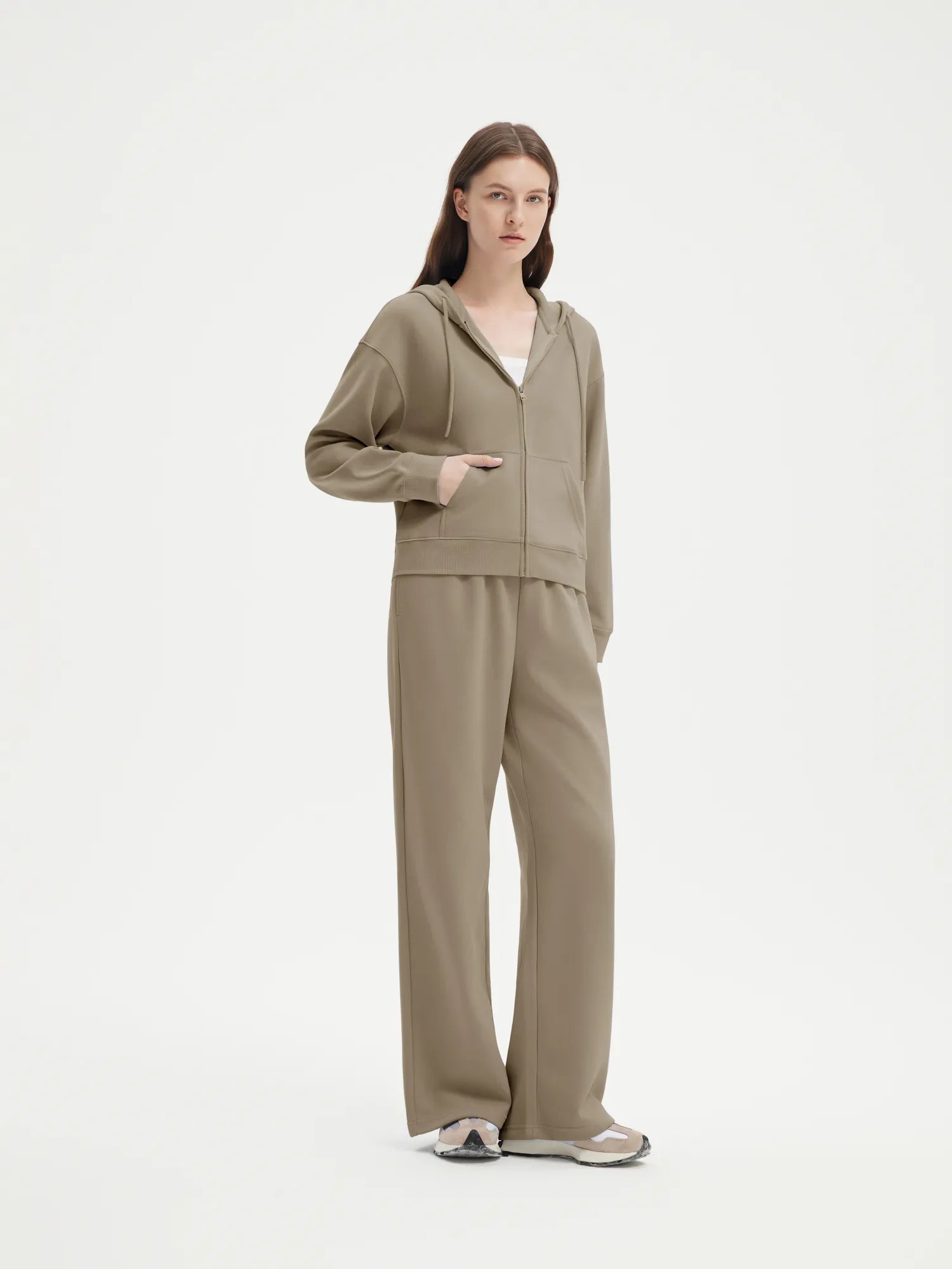 SUUKSESS Womens 2 Piece Outfits Zip Up Hoodie Sweatshirt Tracksuit Straight Wide Leg Sweatpant Lounge Matching Sets-SUUKSESS-SUUKSESS