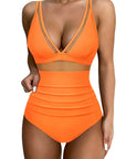 Mesh One Pieces Bathing Suit-Swimwear-SUUKSESS-Orange-S-SUUKSESS