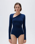 SUUKSESS Modal Cashmere Long Sleeve T Shirts for Women Ultralight Fall Fashion 2025 Trendy Asymmetric Neck Casual Tops-SUUKSESS-Navy-XS-SUUKSESS