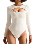 Ribbed Cutout Bodysuit - Long Sleeve