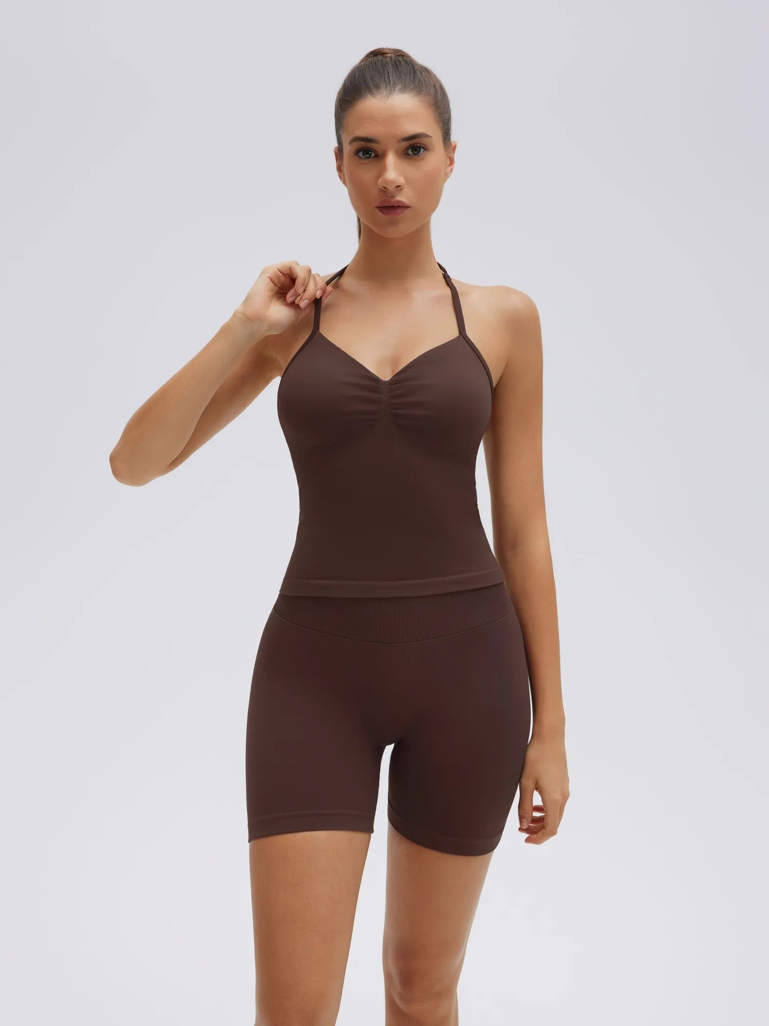 SUUKSESS Impact Longline Strappy Top Halter Workout Top for Women Padded Backless Sport Gym Tank with Adjustable Strap-SUUKSESS-SUUKSESS