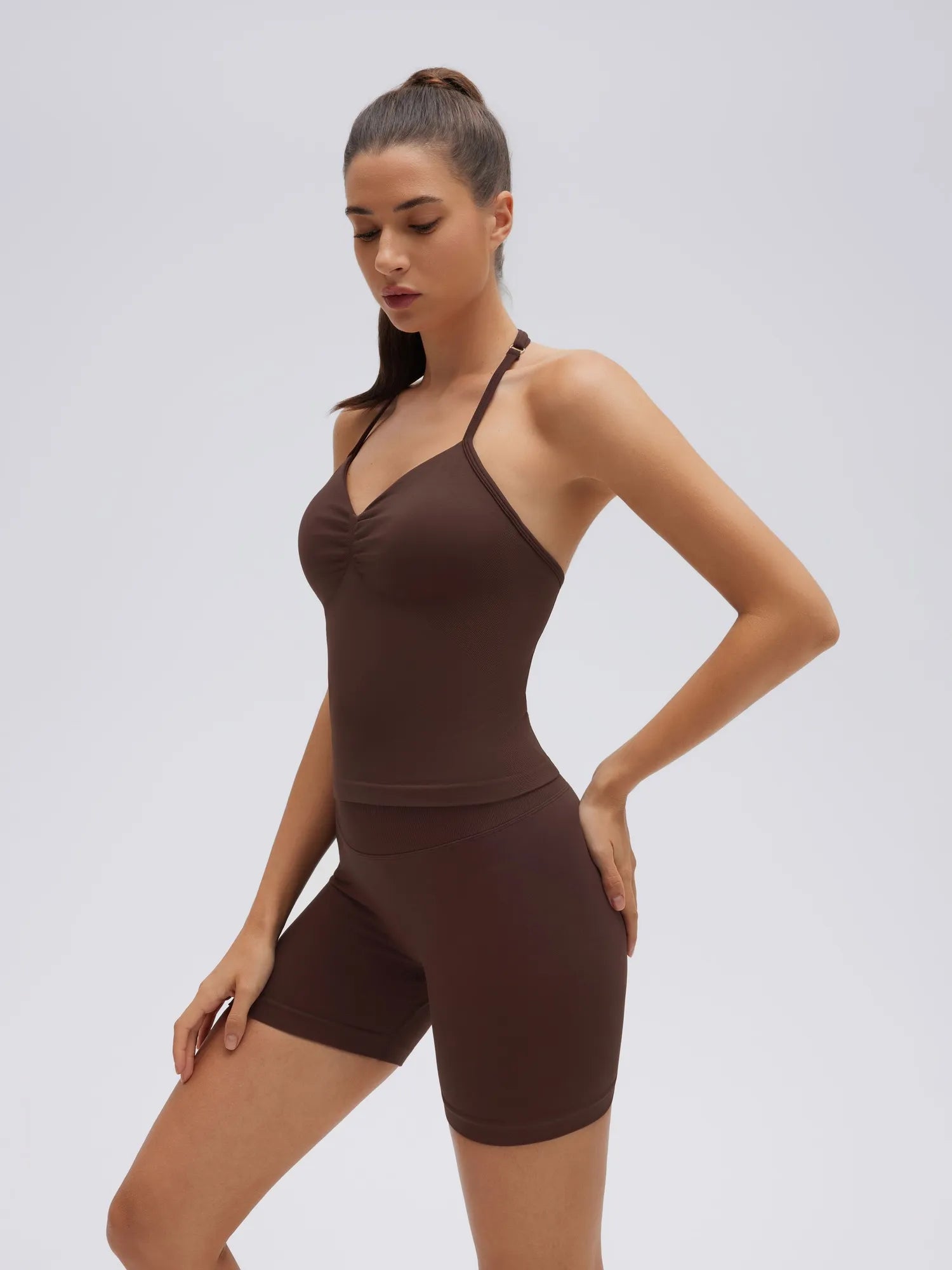 SUUKSESS Impact Longline Strappy Top Halter Workout Top for Women Padded Backless Sport Gym Tank with Adjustable Strap-SUUKSESS-SUUKSESS