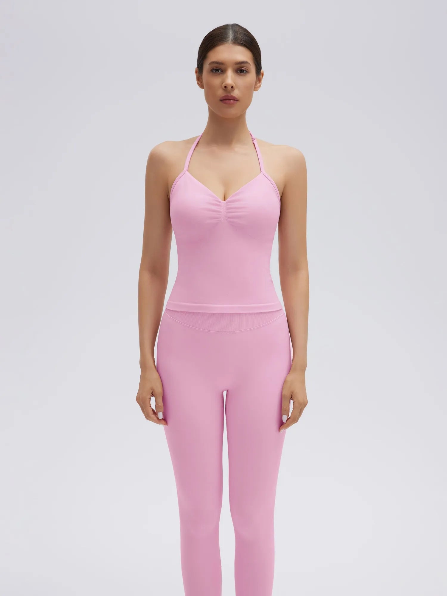 SUUKSESS Impact Longline Strappy Top Halter Workout Top for Women Padded Backless Sport Gym Tank with Adjustable Strap-SUUKSESS-Light Pink-XS-SUUKSESS