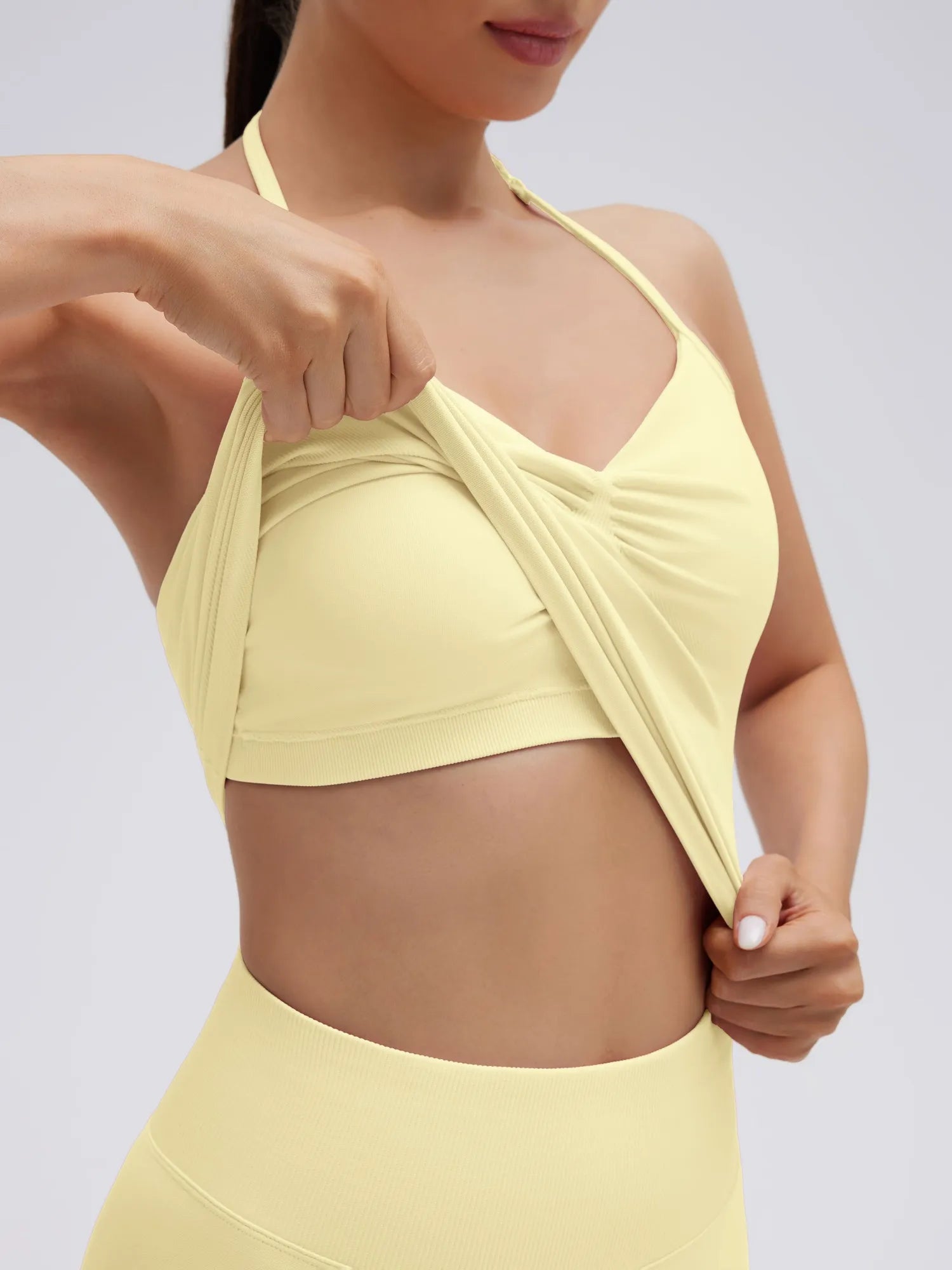 SUUKSESS Impact Longline Strappy Top Halter Workout Top for Women Padded Backless Sport Gym Tank with Adjustable Strap-SUUKSESS-SUUKSESS