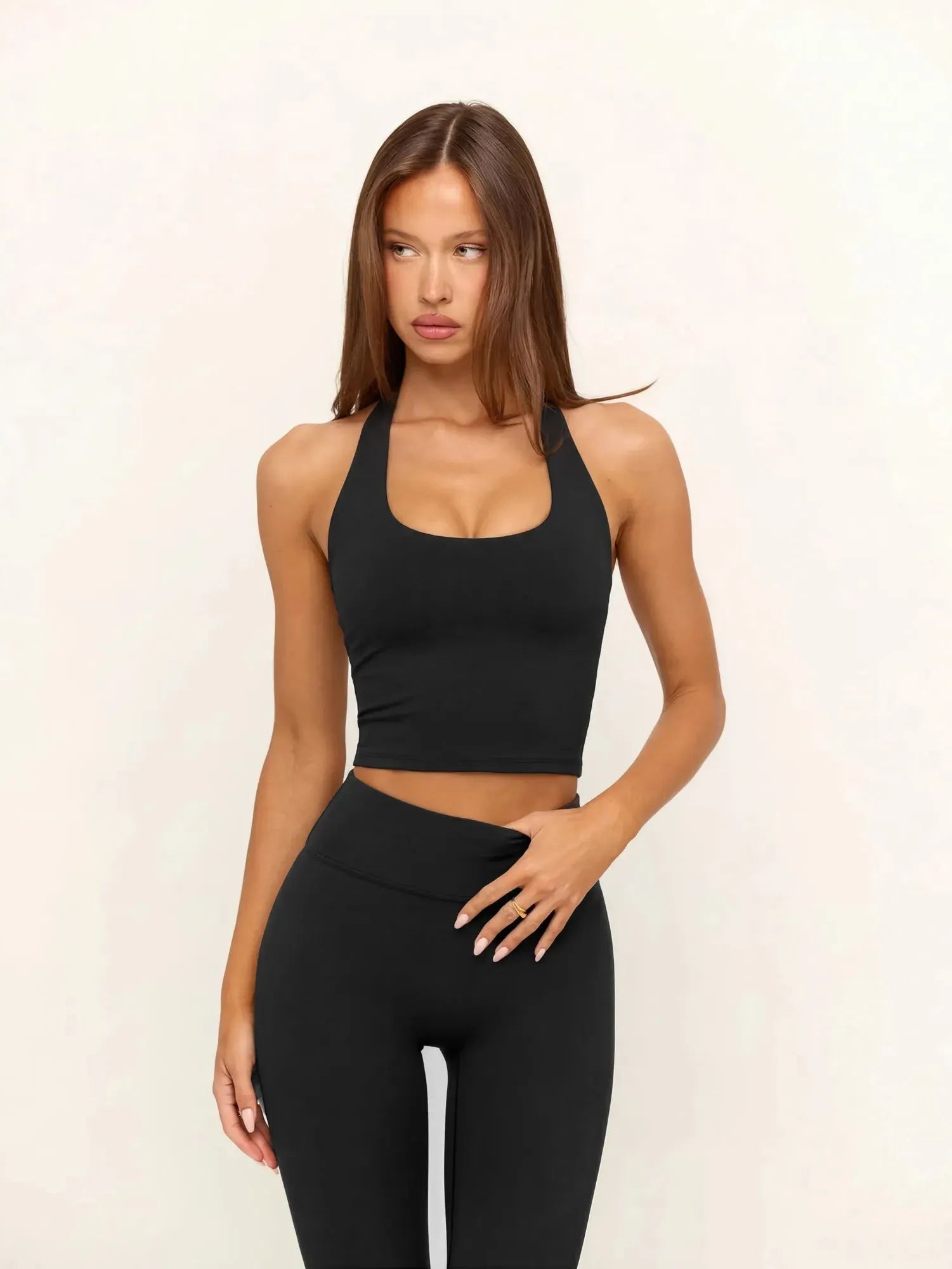 Padded Halter Backless Longline Workout Tank Tops-SUUKSESS-Black-XS-SUUKSESS