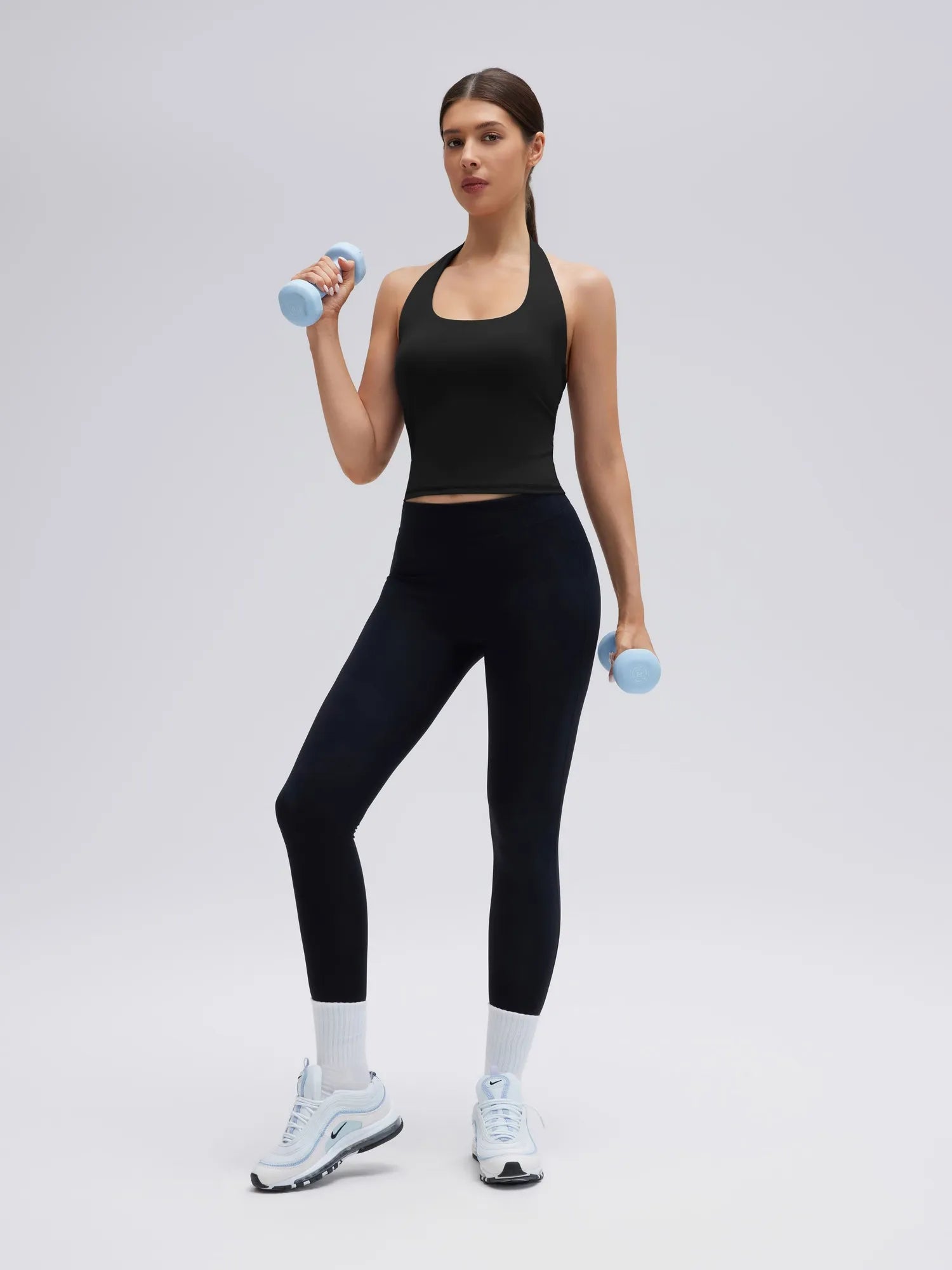Padded Halter Backless Longline Workout Tank Tops-SUUKSESS-SUUKSESS