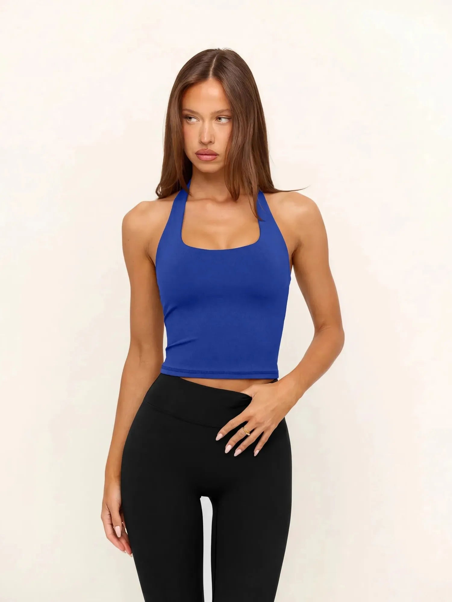 Padded Halter Backless Longline Workout Tank Tops-SUUKSESS-Blue-XS-SUUKSESS