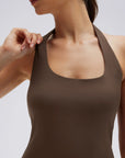Padded Halter Backless Longline Workout Tank Tops-SUUKSESS-SUUKSESS