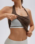 Padded Halter Backless Longline Workout Tank Tops-SUUKSESS-SUUKSESS