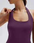 Padded Halter Backless Longline Workout Tank Tops-SUUKSESS-SUUKSESS