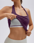 Padded Halter Backless Longline Workout Tank Tops-SUUKSESS-SUUKSESS