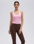 Padded Halter Backless Longline Workout Tank Tops-SUUKSESS-SUUKSESS