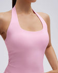 Padded Halter Backless Longline Workout Tank Tops-SUUKSESS-SUUKSESS