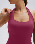 Padded Halter Backless Longline Workout Tank Tops