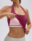 Padded Halter Backless Longline Workout Tank Tops