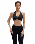 Twist Halter Padded Deep V Crop Tank Tops-SUUKSESS-Black-XS-SUUKSESS