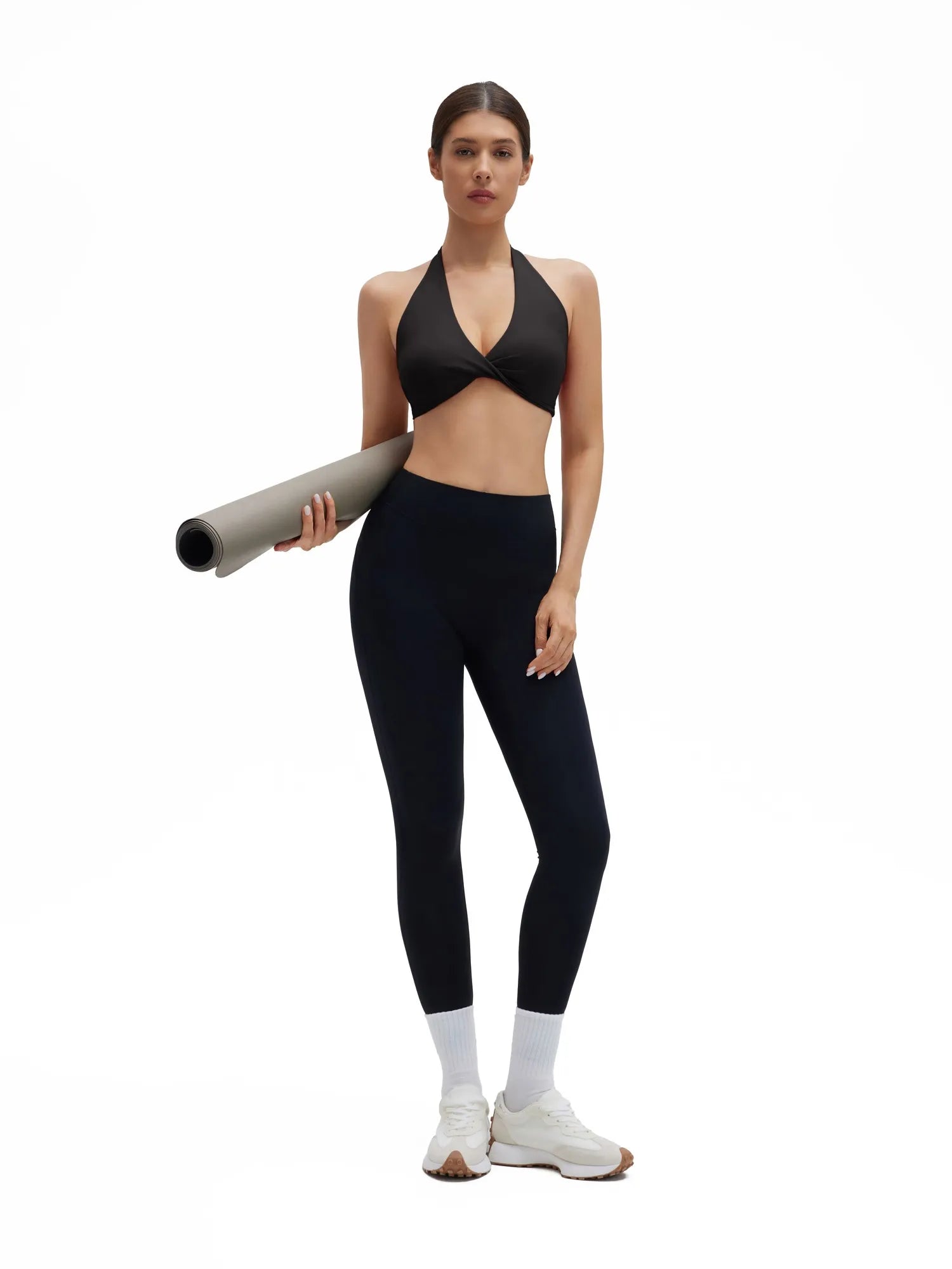 Twist Halter Padded Deep V Crop Tank Tops-SUUKSESS-SUUKSESS