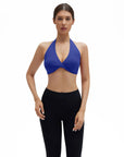 Twist Halter Padded Deep V Crop Tank Tops-SUUKSESS-Blue-XS-SUUKSESS
