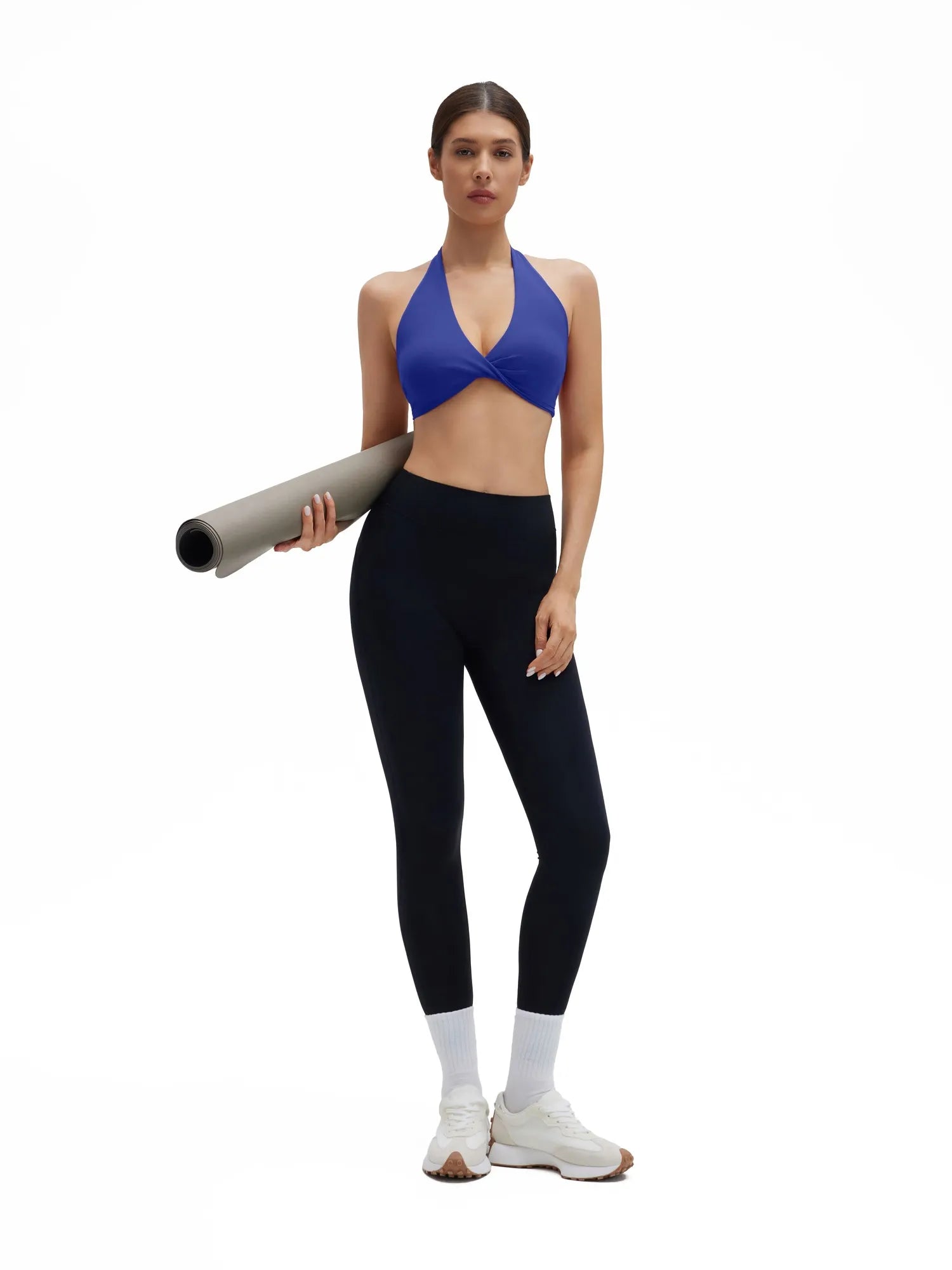 Twist Halter Padded Deep V Crop Tank Tops-SUUKSESS-SUUKSESS