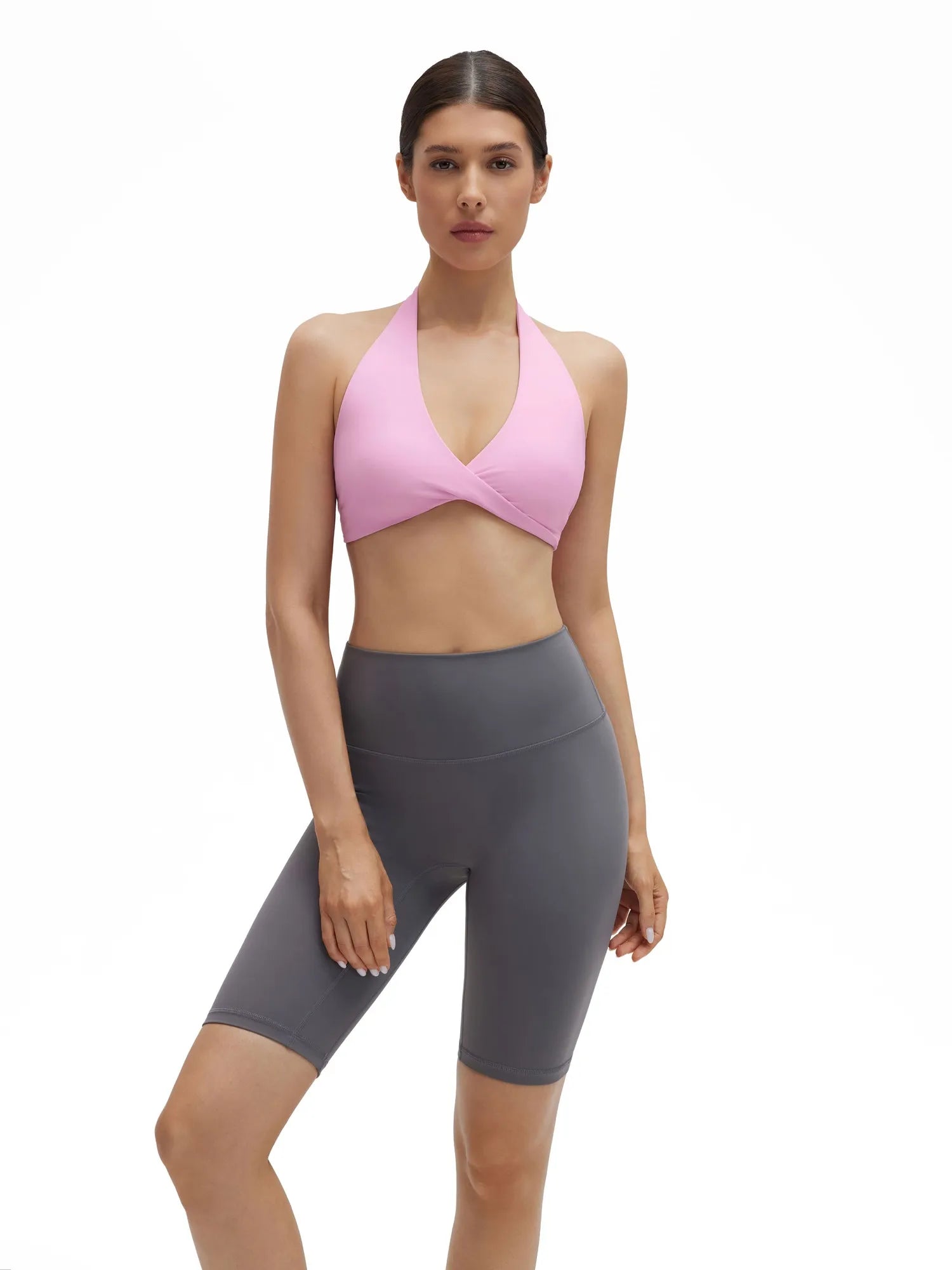 Twist Halter Padded Deep V Crop Tank Tops-SUUKSESS-SUUKSESS