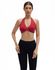 Twist Halter Padded Deep V Crop Tank Tops-SUUKSESS-Red-XS-SUUKSESS