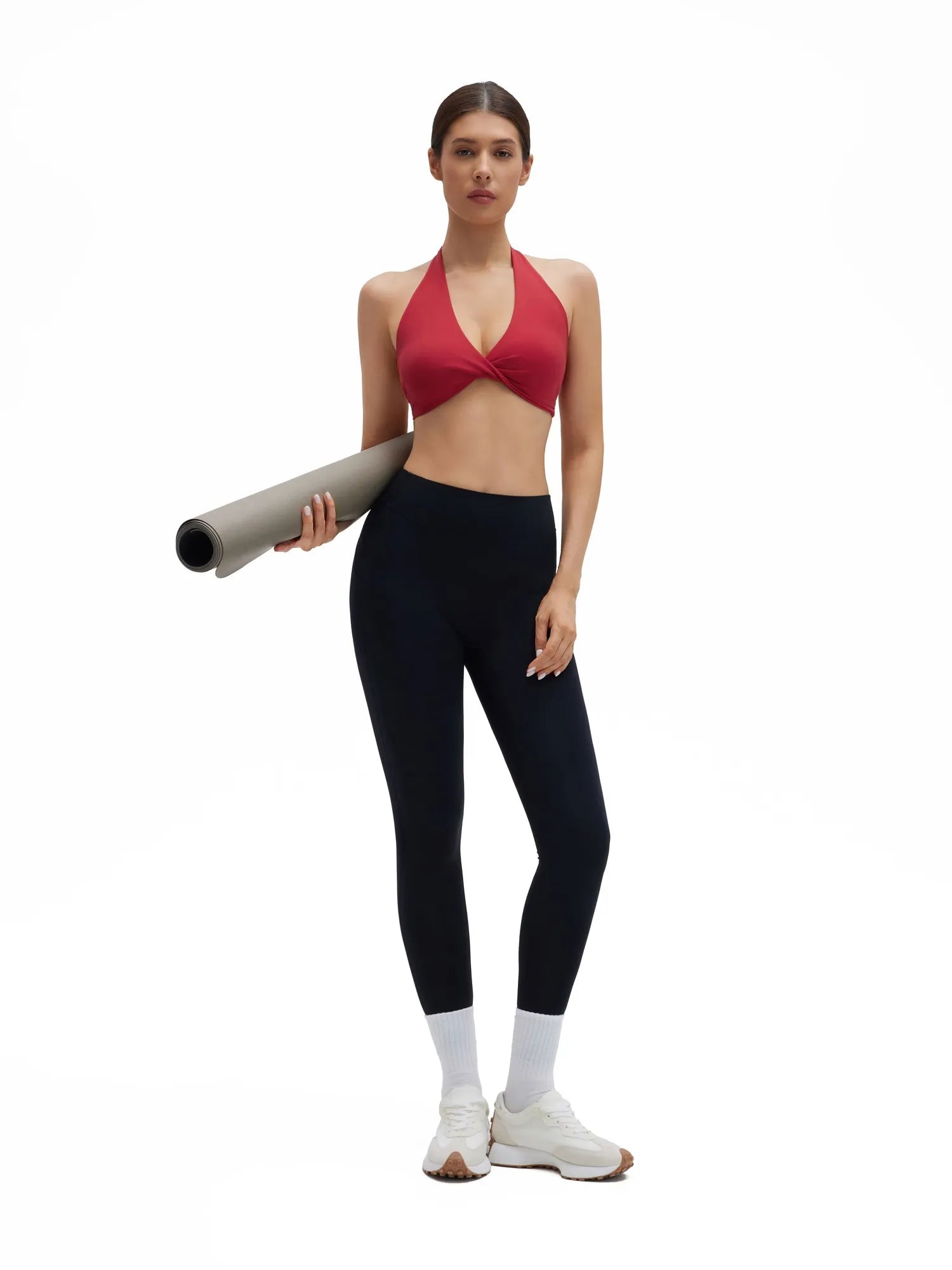 Twist Halter Padded Deep V Crop Tank Tops-SUUKSESS-SUUKSESS