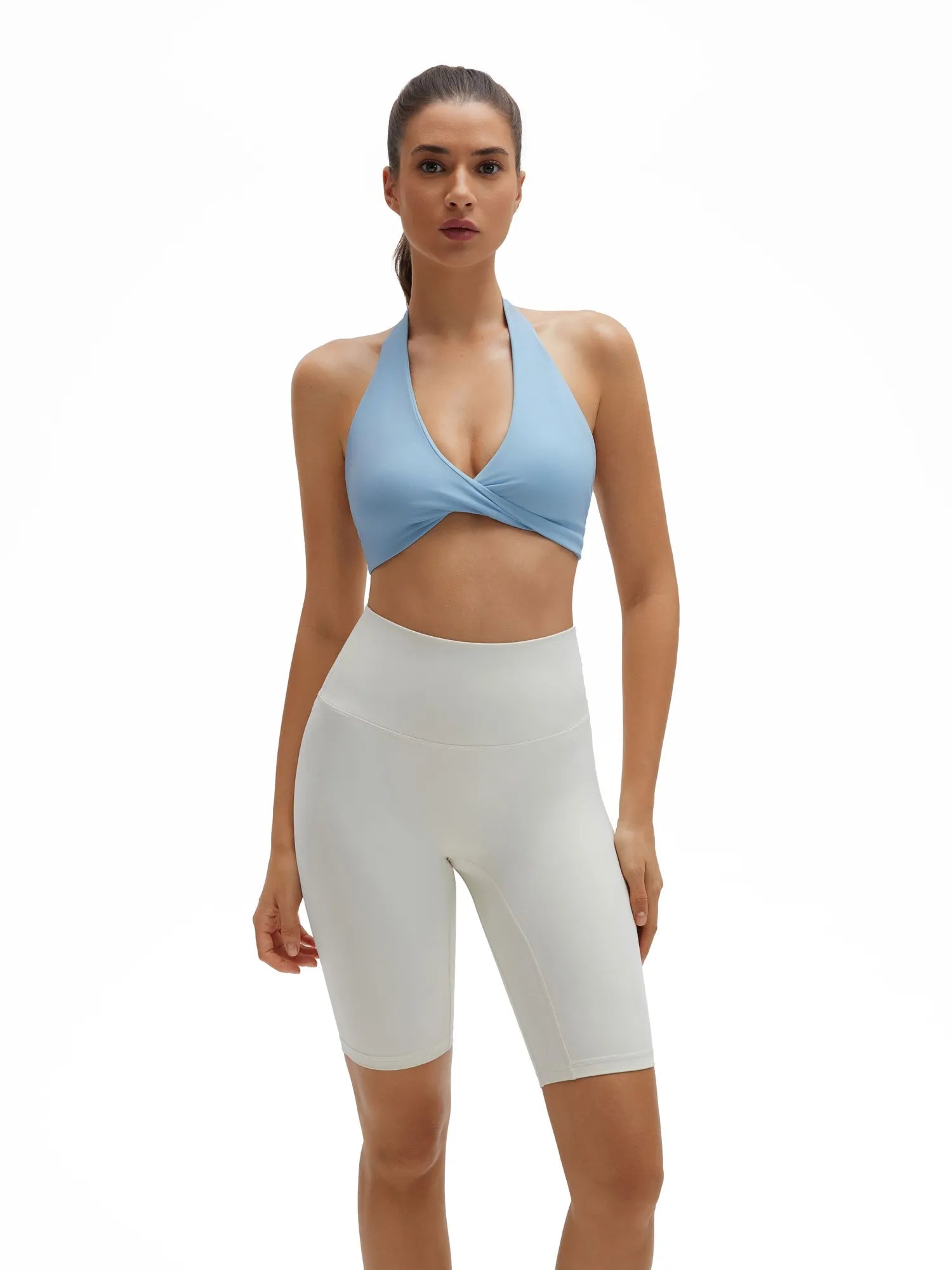 Twist Halter Padded Deep V Crop Tank Tops-SUUKSESS-SUUKSESS