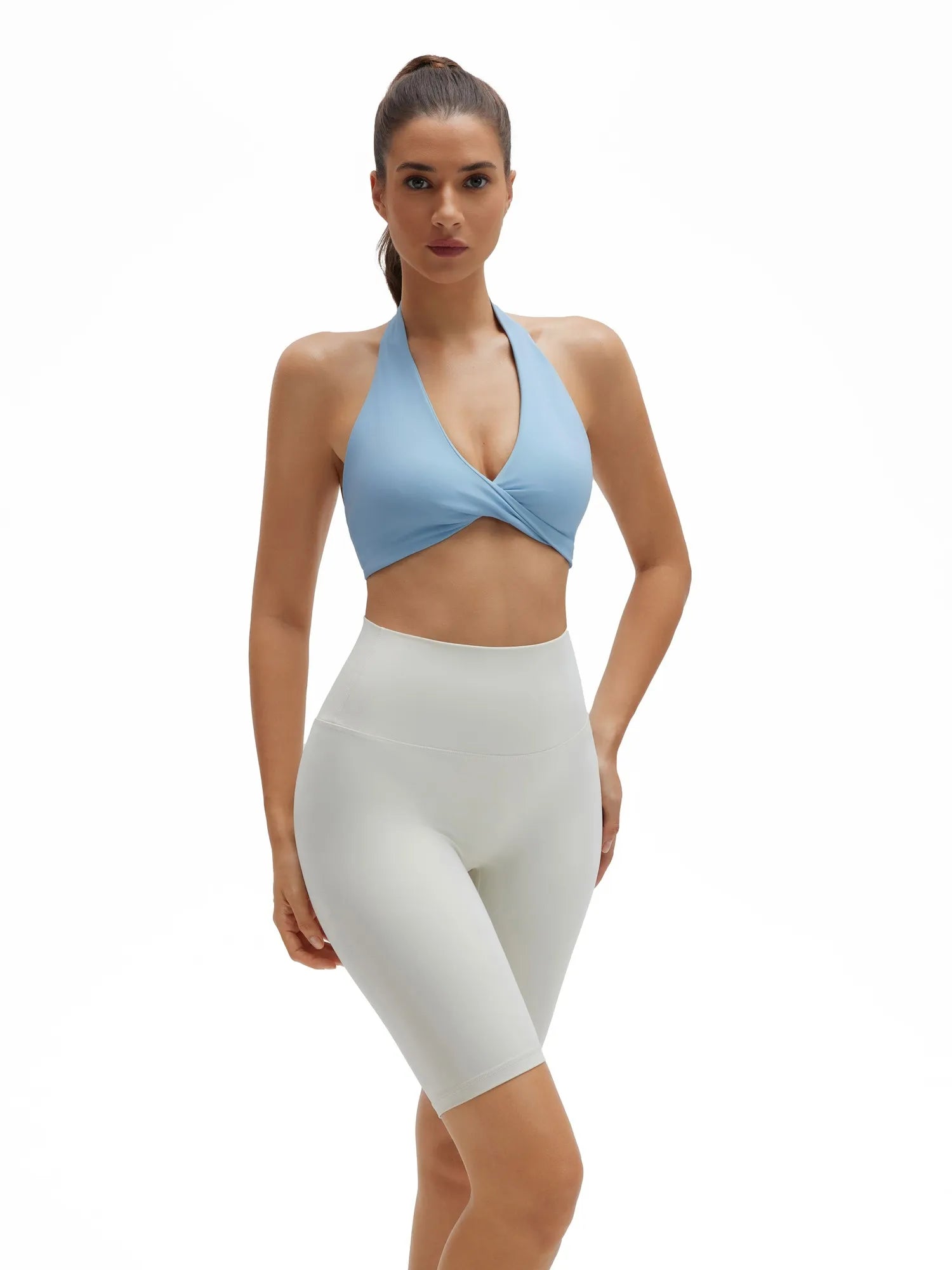 Twist Halter Padded Deep V Crop Tank Tops-SUUKSESS-SUUKSESS