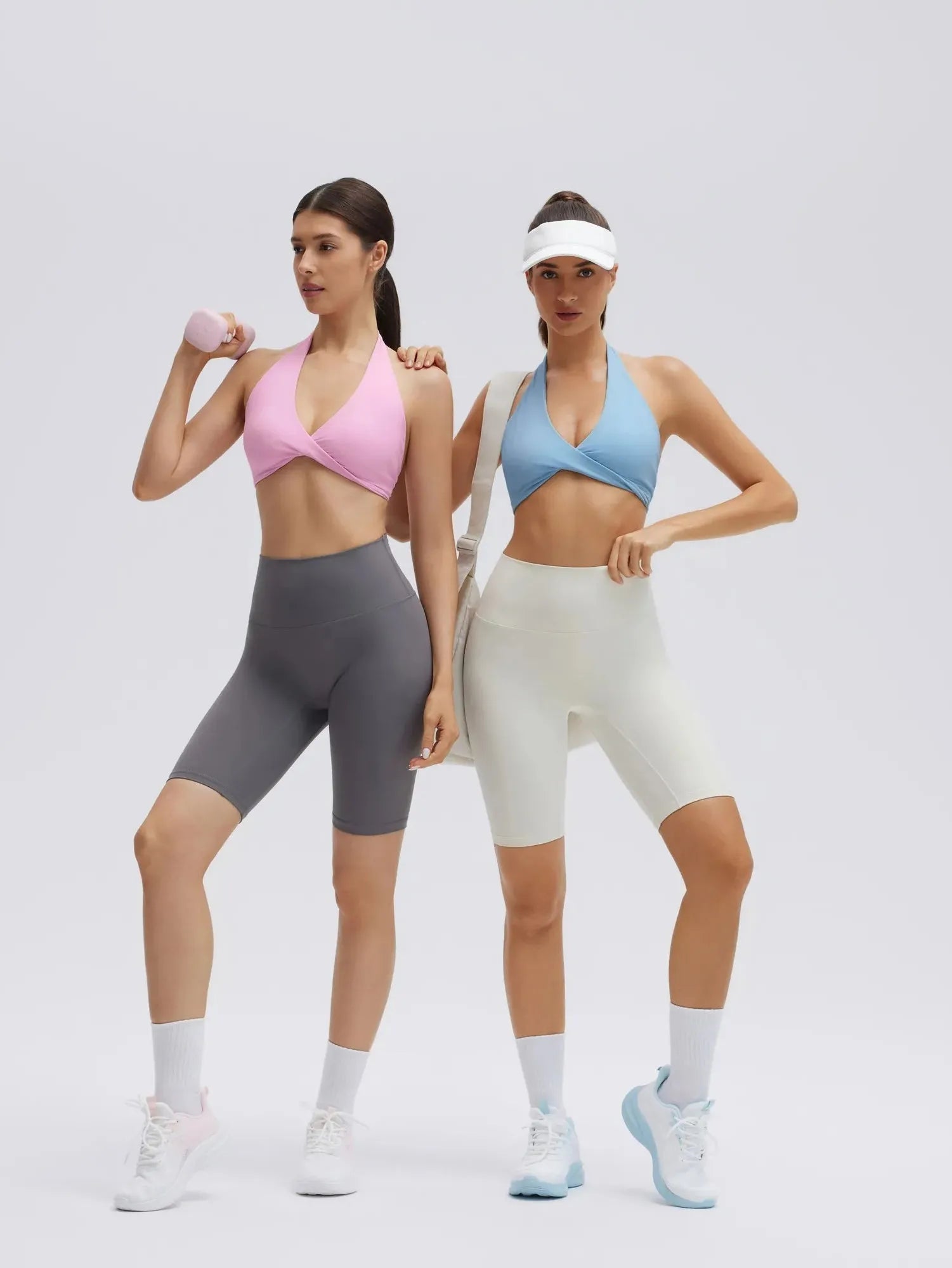 Twist Halter Padded Deep V Crop Tank Tops-SUUKSESS-SUUKSESS