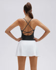 Open Back V Neck Padded Longline Workout Tank Tops-SUUKSESS-SUUKSESS