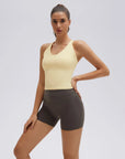 Open Back V Neck Padded Longline Workout Tank Tops-SUUKSESS-Yellow-XS-SUUKSESS