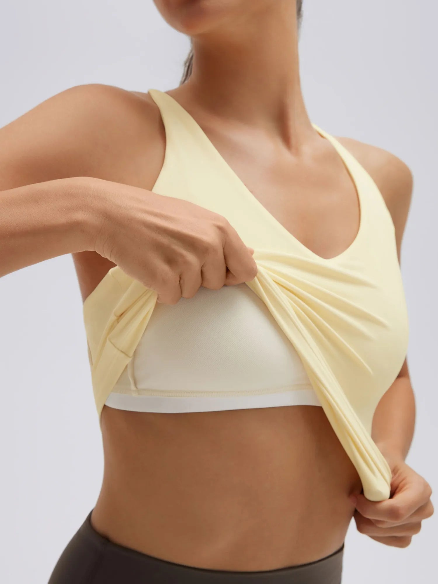 Open Back V Neck Padded Longline Workout Tank Tops-SUUKSESS-SUUKSESS