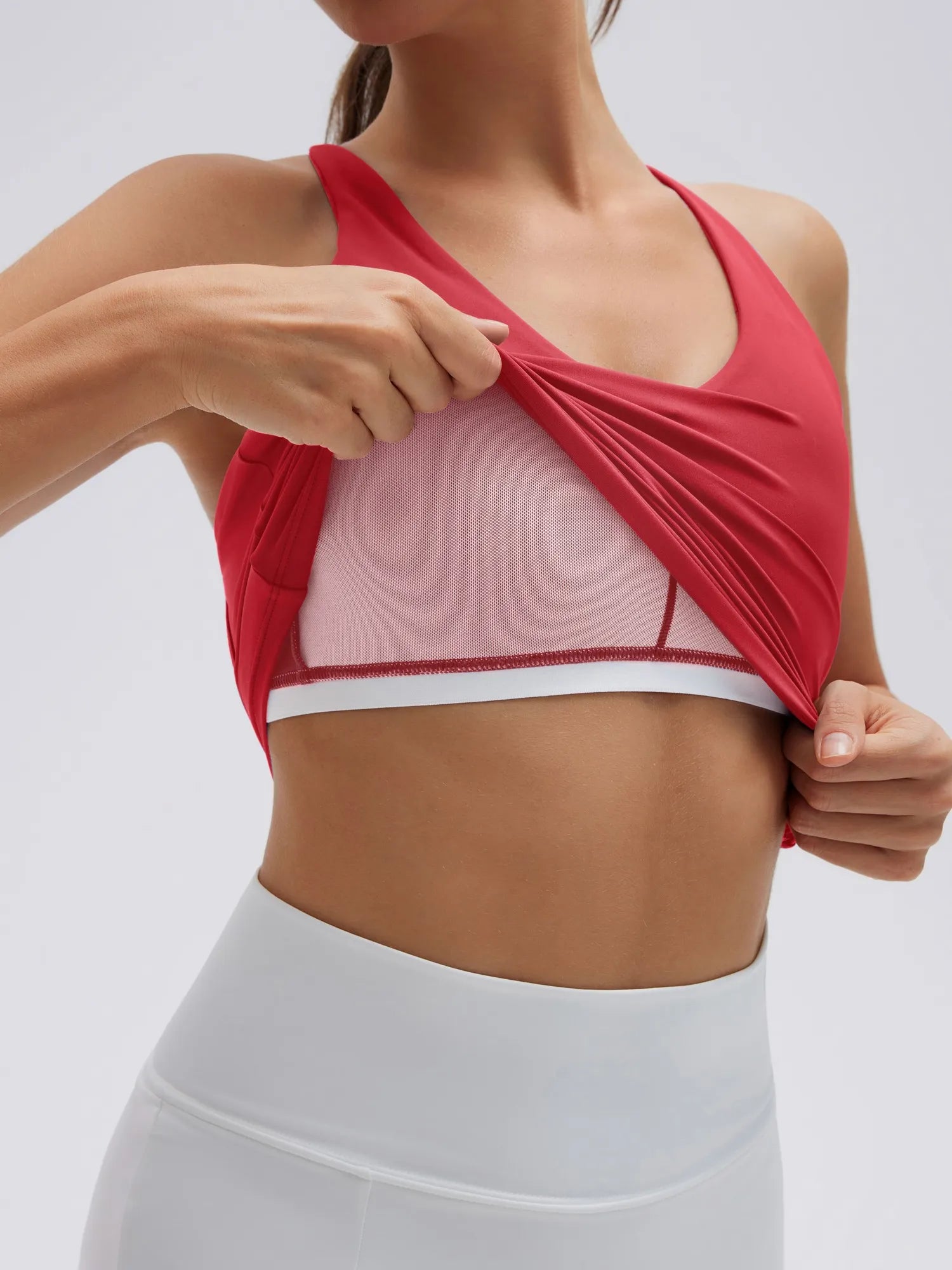 Open Back V Neck Padded Longline Workout Tank Tops-SUUKSESS-SUUKSESS