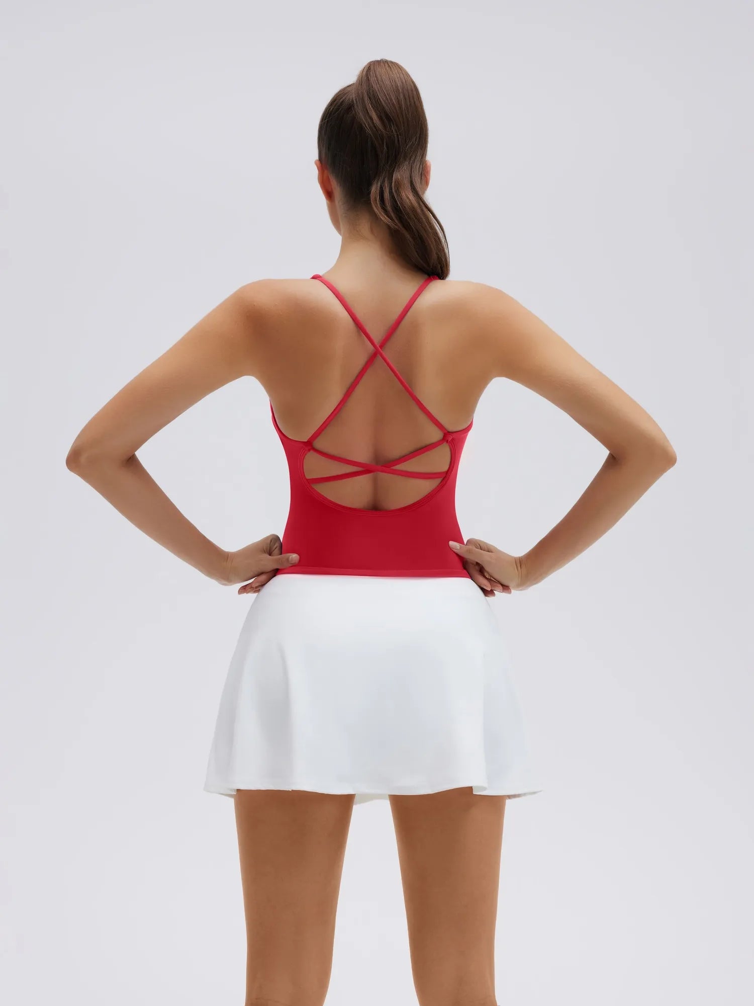 Open Back V Neck Padded Longline Workout Tank Tops-SUUKSESS-SUUKSESS