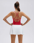 Open Back V Neck Padded Longline Workout Tank Tops-SUUKSESS-SUUKSESS