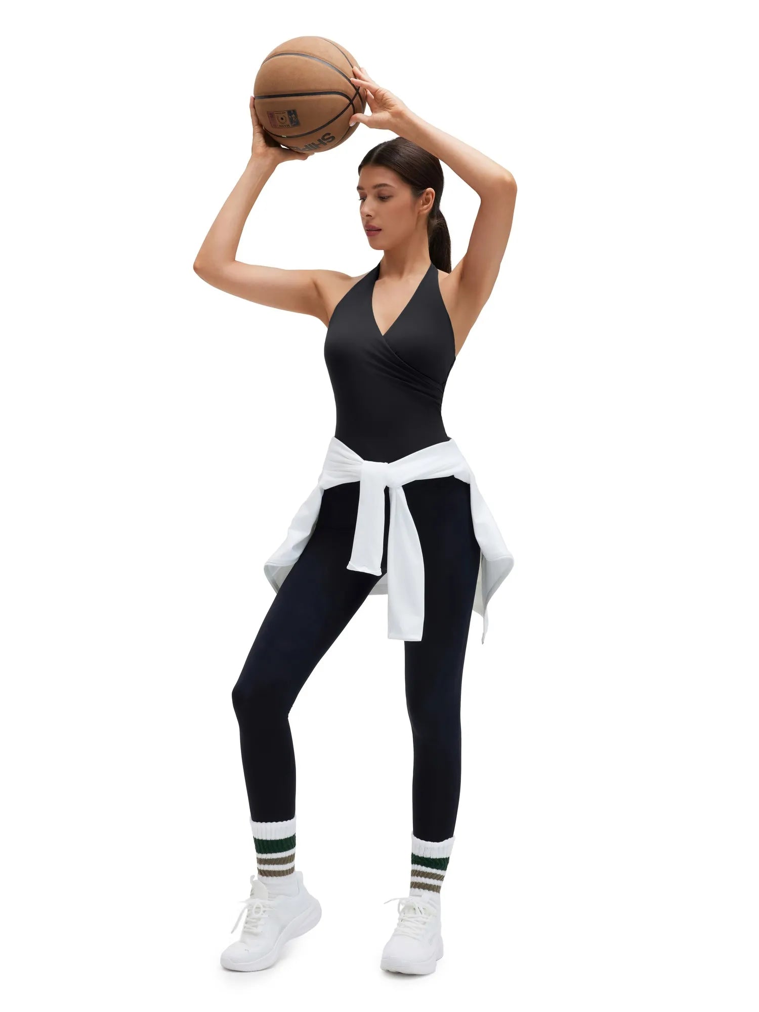 Halter Deep V Neck Wrap Workout Tank Tops-SUUKSESS-SUUKSESS