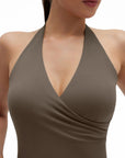 Halter Deep V Neck Wrap Workout Tank Tops-SUUKSESS-SUUKSESS