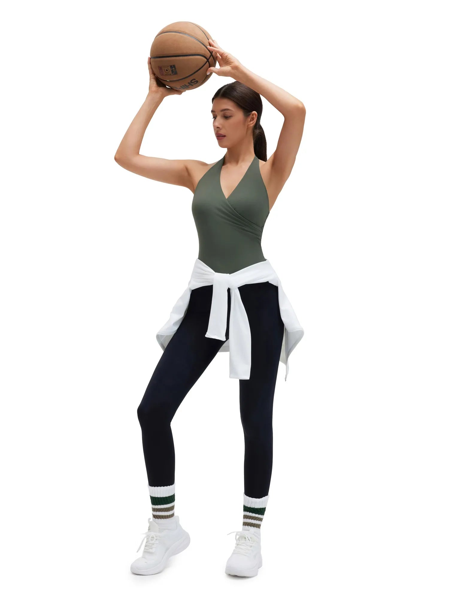 Halter Deep V Neck Wrap Workout Tank Tops-SUUKSESS-SUUKSESS