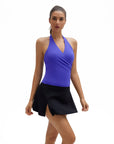 Halter Deep V Neck Wrap Workout Tank Tops-SUUKSESS-SUUKSESS